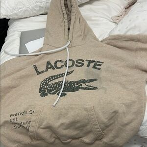 Lacoste Beige Hoodie with Green Logo